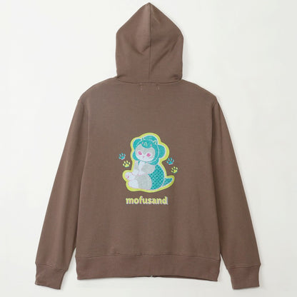 mofusand Retro hoodie kaijunyan khaki