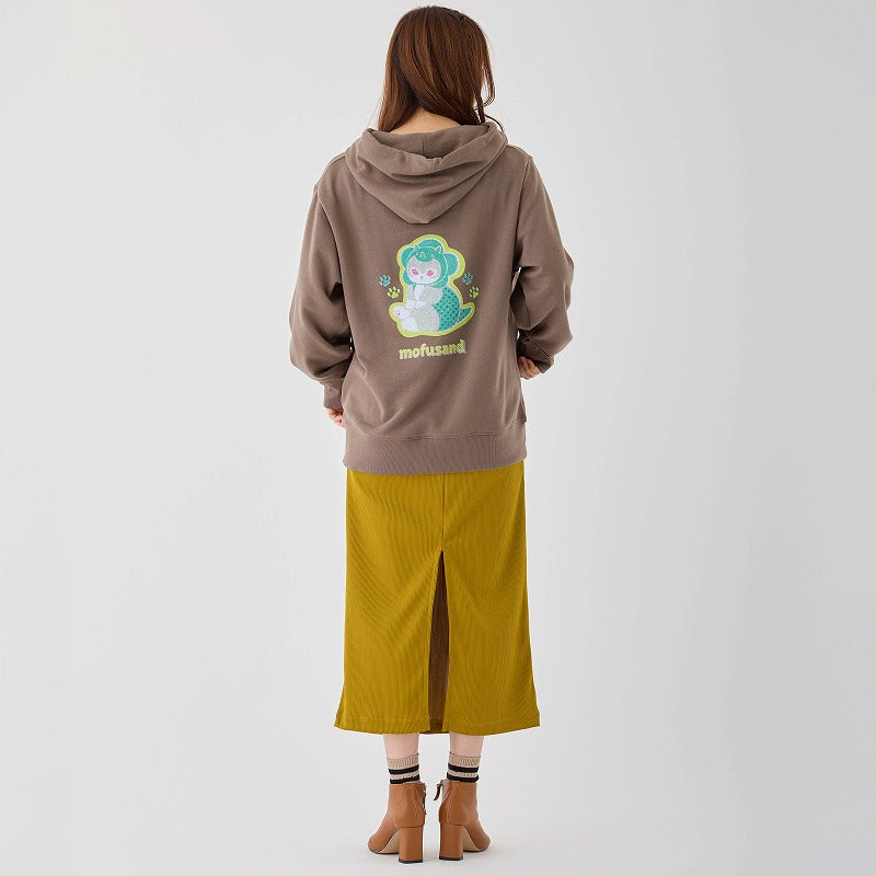 mofusand レトロ パーカー かいじゅうにゃん カーキ | mofusand
