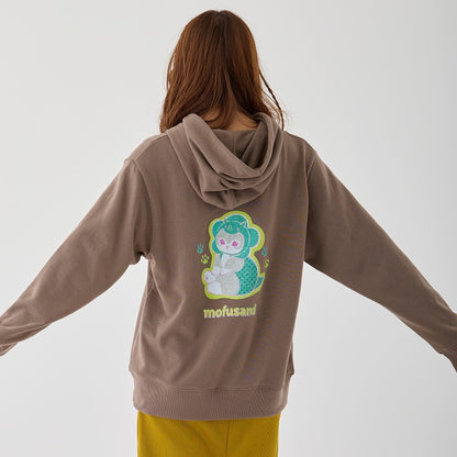 mofusand Retro hoodie kaijunyan khaki
