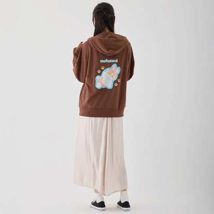 mofusand Retro hoodie Rabbit Meow Brown