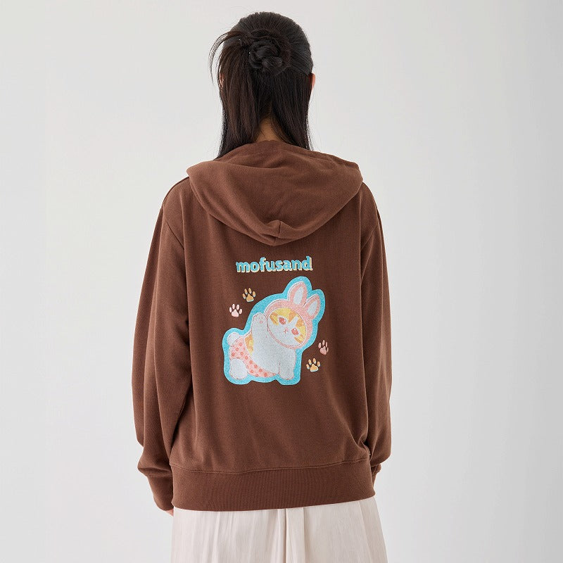 mofusand Retro hoodie Rabbit Meow Brown