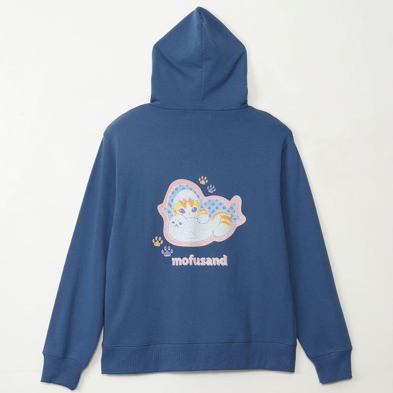 mofusand Retro hoodie Shark Meow Dark Blue