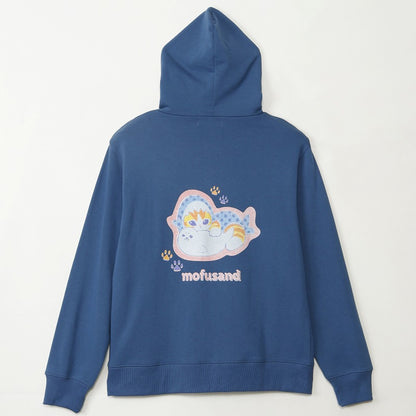 mofusand Retro hoodie Shark Meow Dark Blue