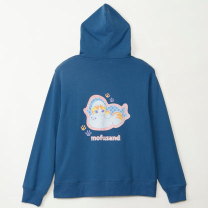 mofusand Retro hoodie Shark Meow Dark Blue