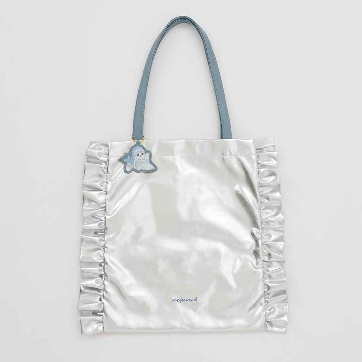 mofusand Glitter Tote Bag Shark Meow Silver