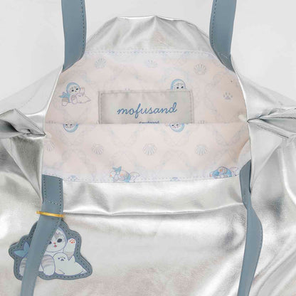 mofusand Glitter Tote Bag Shark Meow Silver