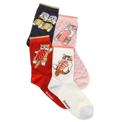 mofusand Sushi Crew Socks Egg Black