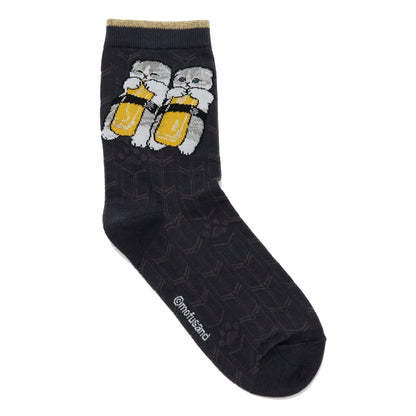 mofusand Sushi Crew Socks Egg Black
