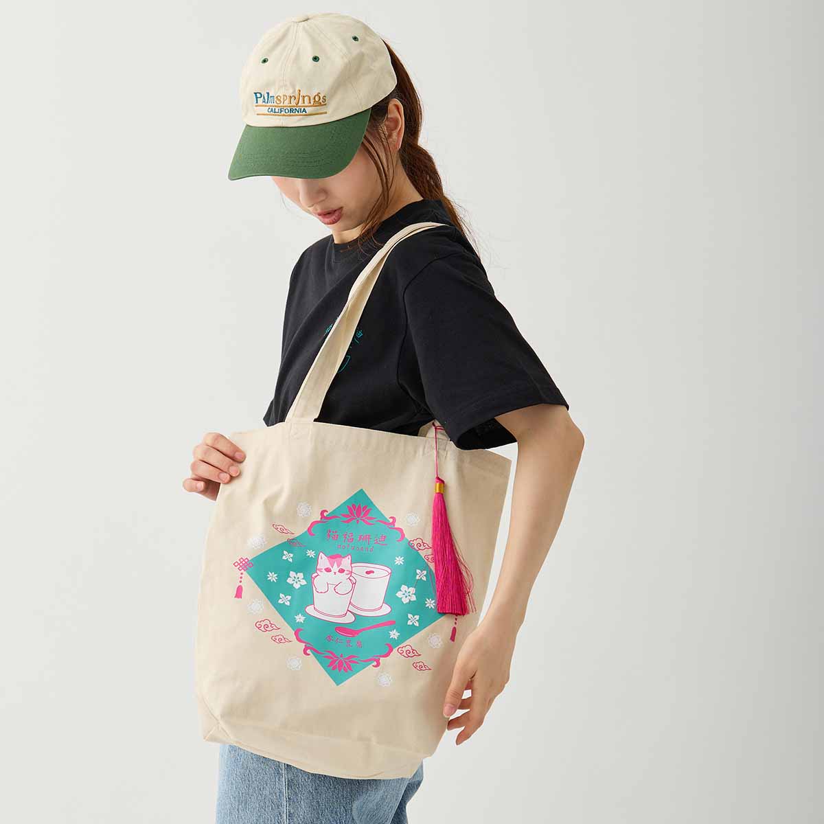 mofusand 中式风格 手提袋 杏仁豆腐 米色