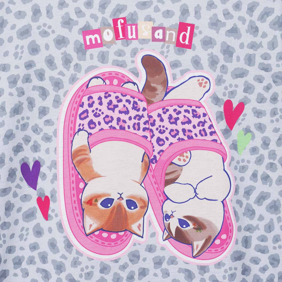 mofusand ぎゃるにゃん Tシャツ スリッパ グレー