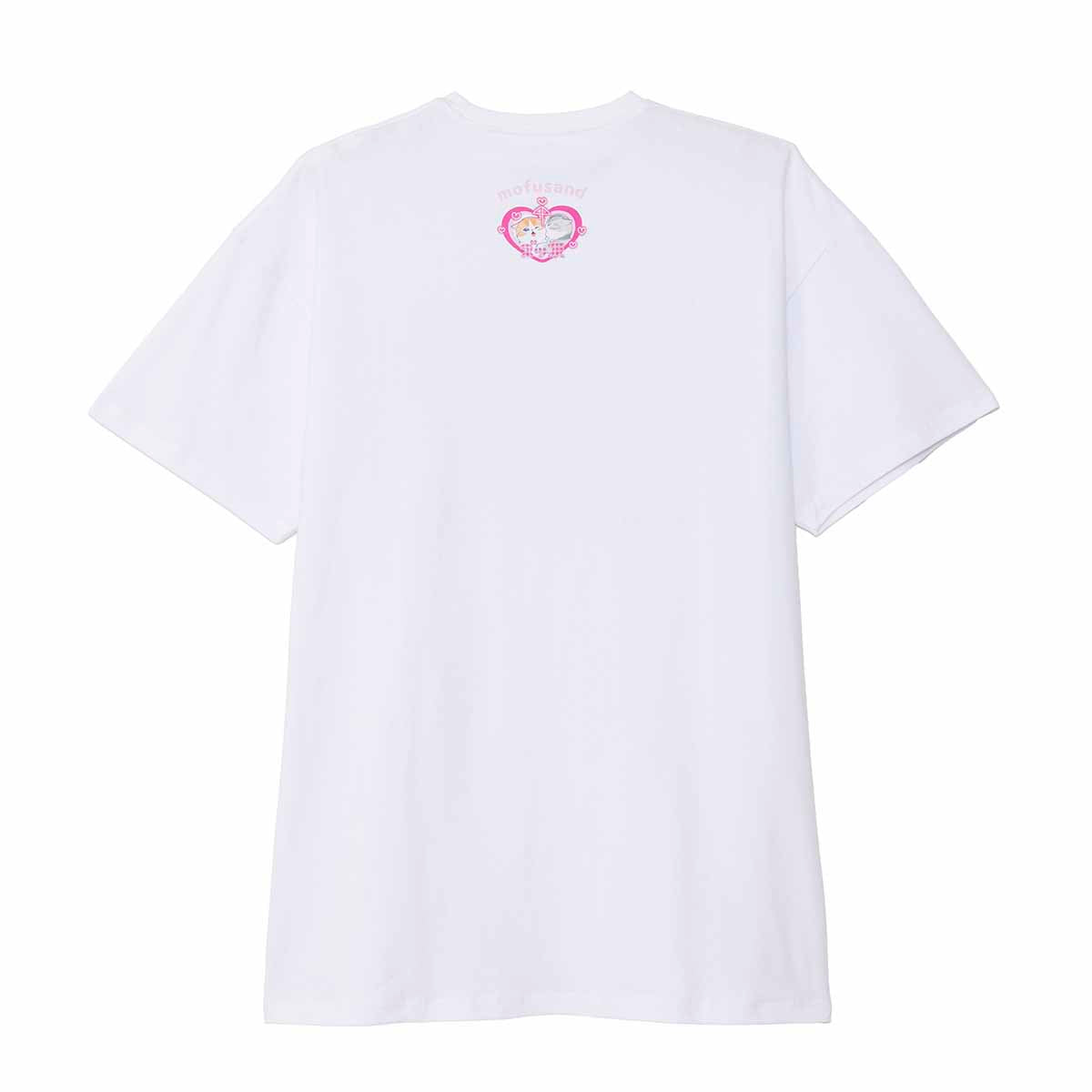 mofusand ぎゃるにゃん Tシャツ I LOVE CATS ホワイト
