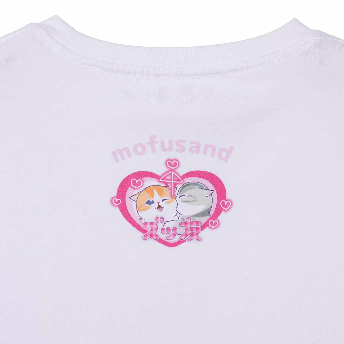 mofusand ぎゃるにゃん Tシャツ I LOVE CATS ホワイト
