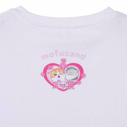 mofusand ぎゃるにゃん Tシャツ I LOVE CATS ホワイト