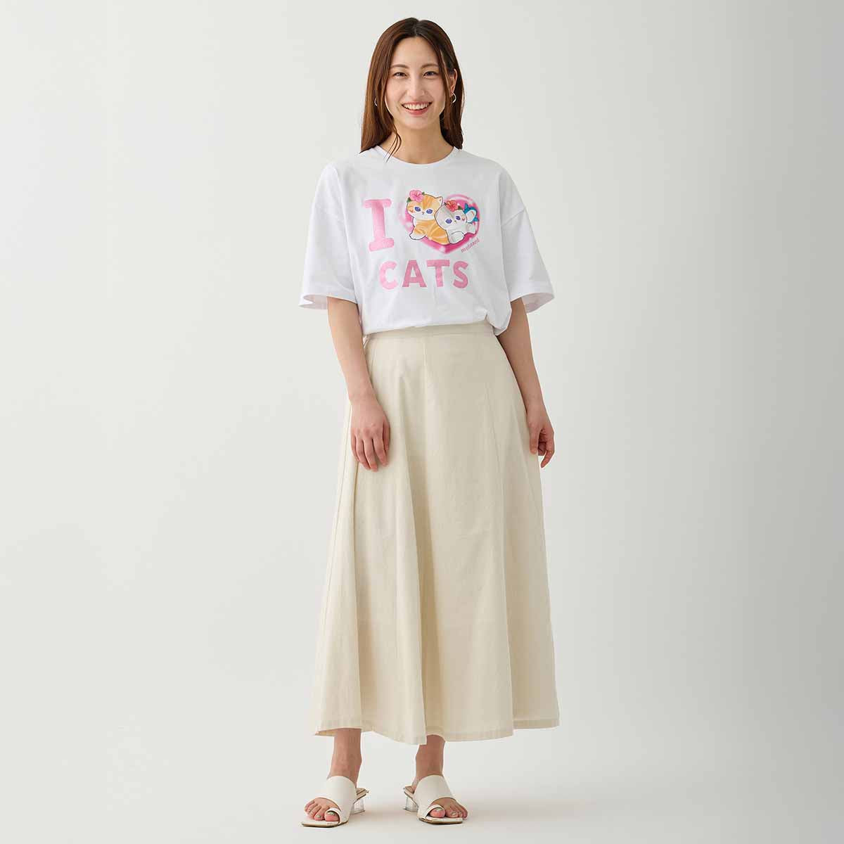 mofusand ぎゃるにゃん Tシャツ I LOVE CATS ホワイト | mofusand