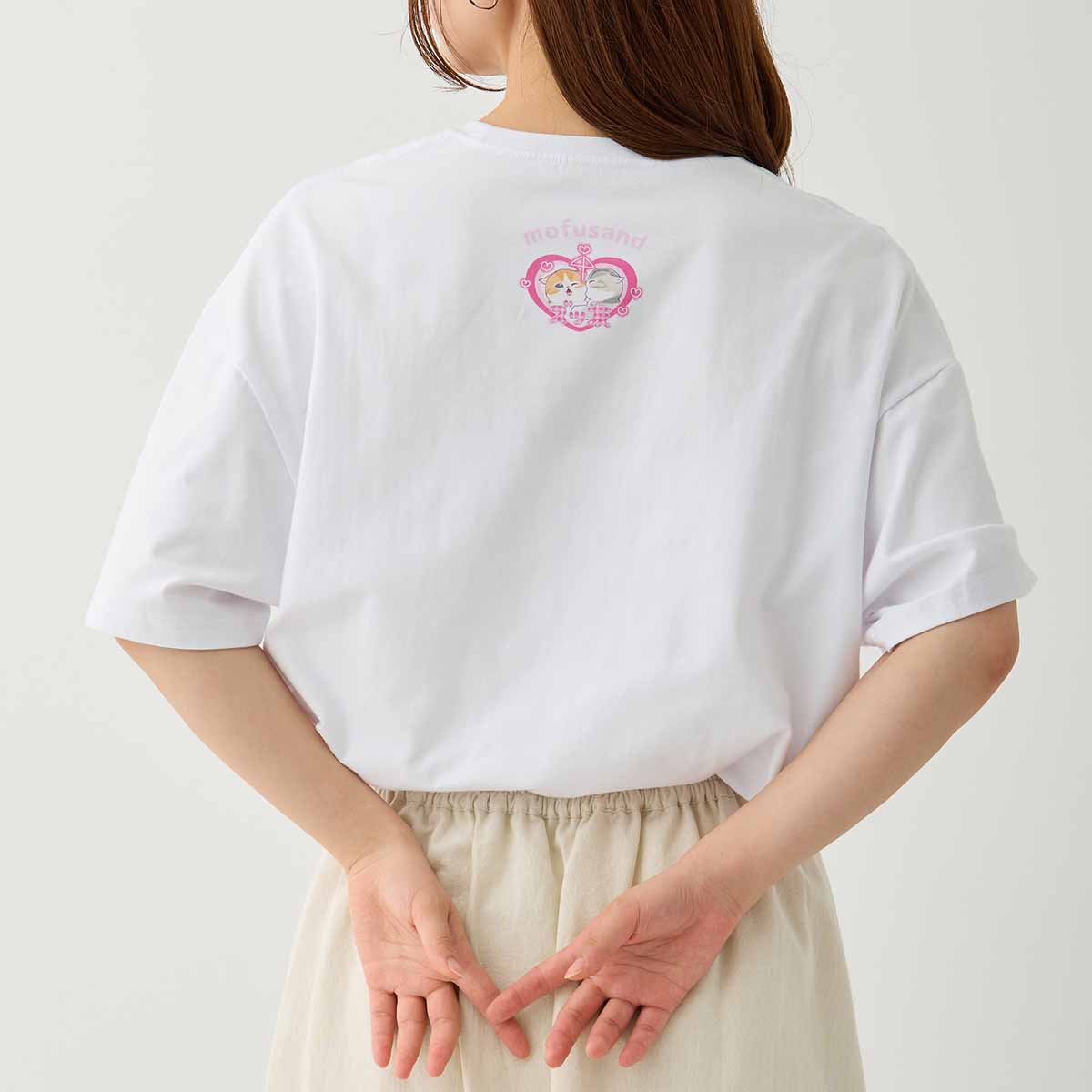 mofusand ぎゃるにゃん Tシャツ I LOVE CATS ホワイト
