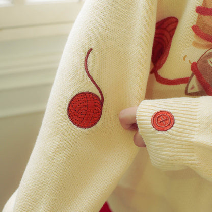 mofusand 毛糸玉 セーター にゃいすコンビ ナチュラル