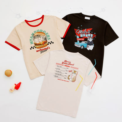 mofusand Diner T-shirt mofu's DINER (Charcoal)