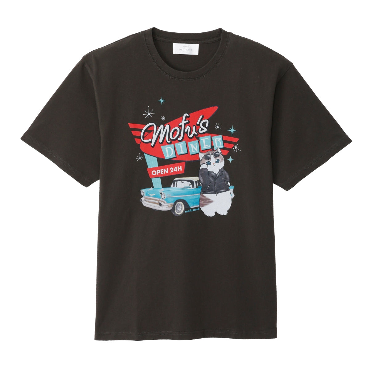mofusand Diner T-shirt mofu's DINER (Charcoal)