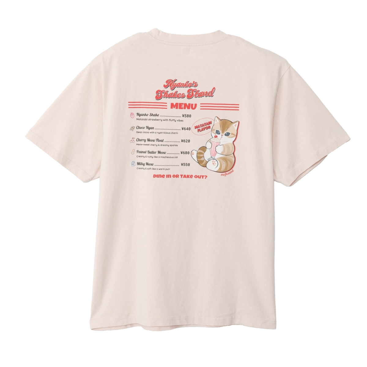 mofusand ダイナー Tシャツ MENU アイボリー