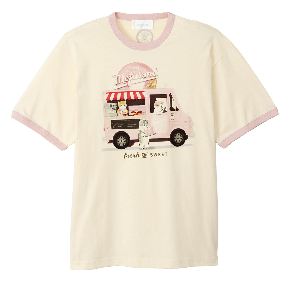 mofusand COFFEE AND DONUTS Tシャツ トラック ナチュラル
