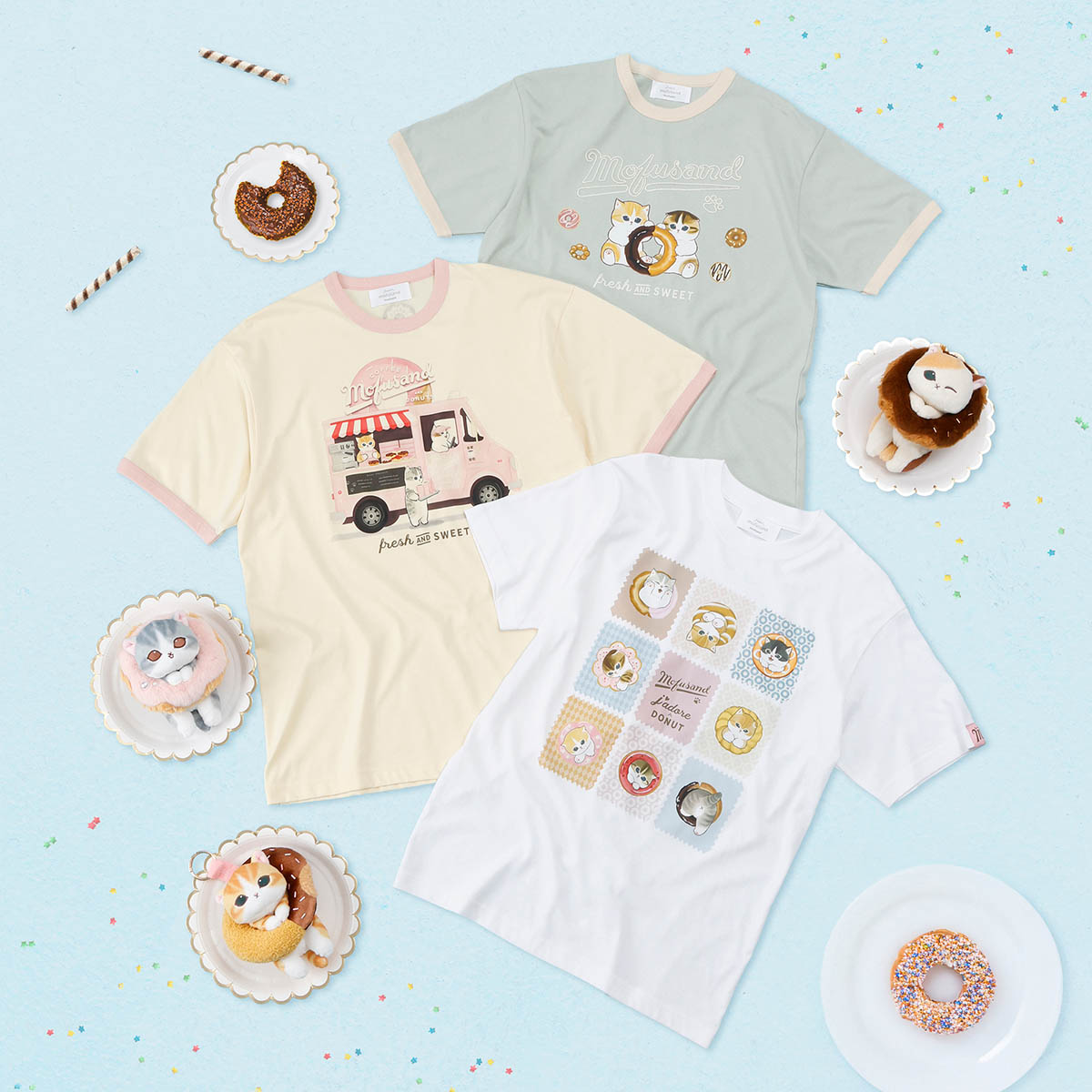 mofusand COFFEE AND DONUTS Tシャツ ドーナツ ミント