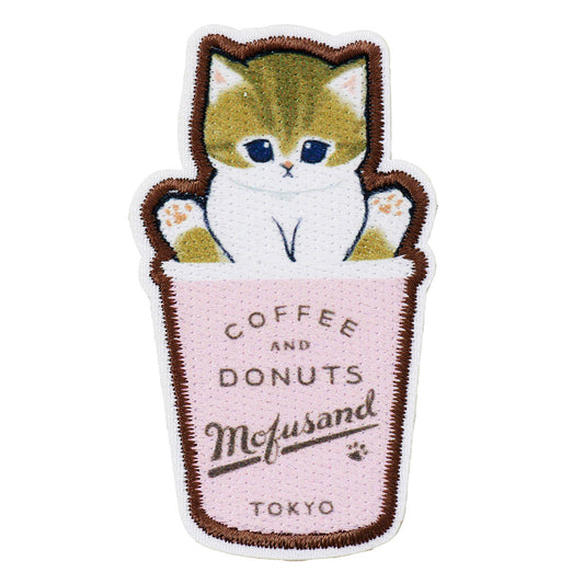 mofusand COFFEE AND DONUTS ワッペンシール お持ち帰りカップ ピンク