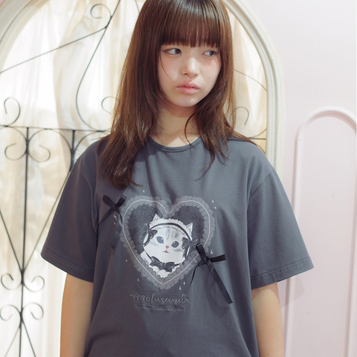 mofusand バレエコア Tシャツ くろりぼにゃん ブラック