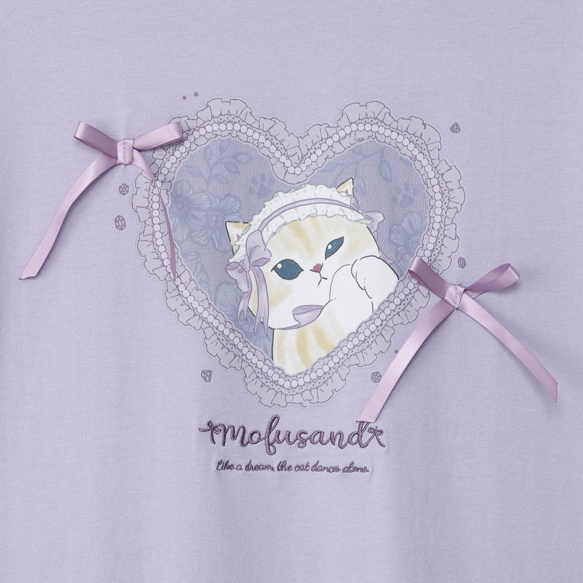 mofusand Balletcore T-Shirt Lavender Ribbon Meow (Purple)