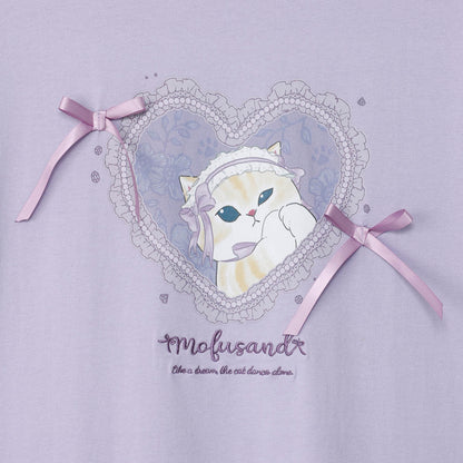 mofusand Balletcore T-Shirt Lavender Ribbon Meow (Purple)