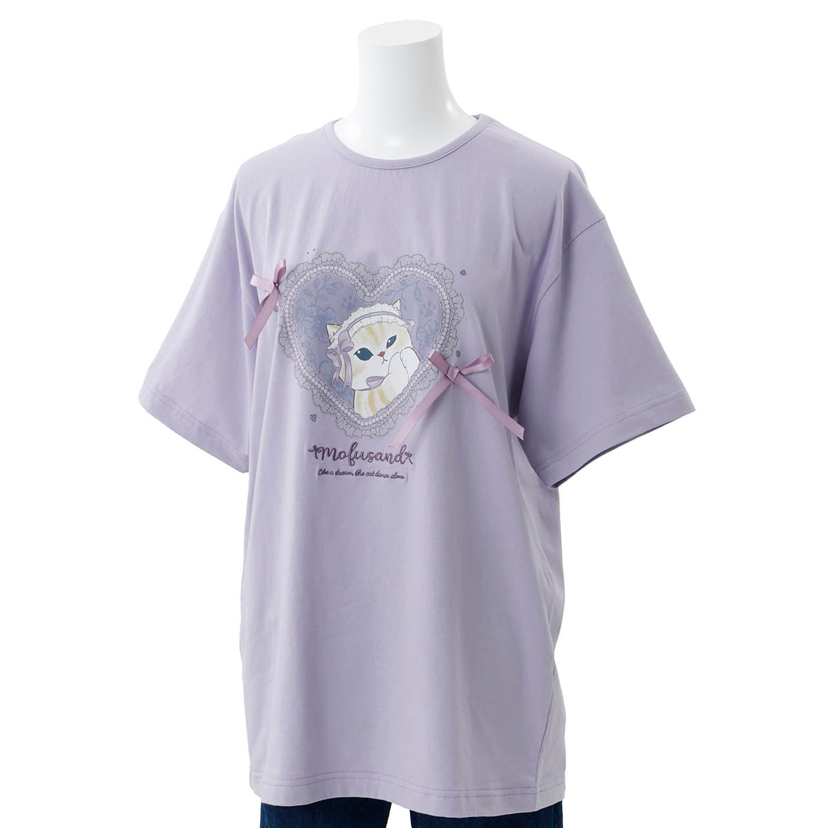 mofusand Balletcore T-Shirt Lavender Ribbon Meow (Purple)