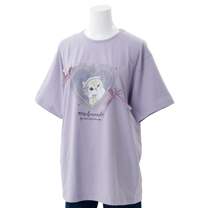 mofusand Balletcore T-Shirt Lavender Ribbon Meow (Purple)