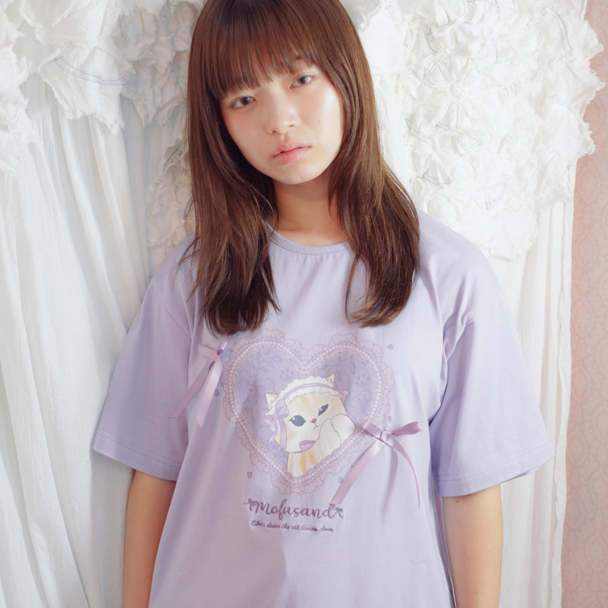 mofusand バレエコア Tシャツ ラベりぼにゃん パープル | mofusand