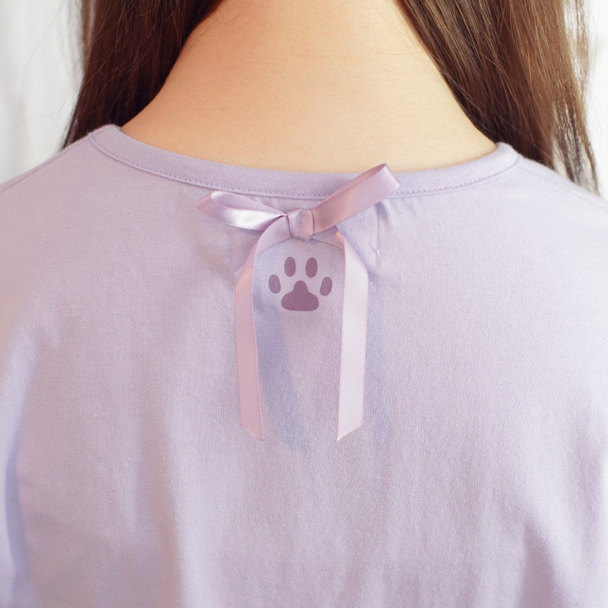 mofusand Balletcore T-Shirt Lavender Ribbon Meow (Purple)