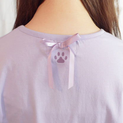 mofusand Balletcore T-Shirt Lavender Ribbon Meow (Purple)