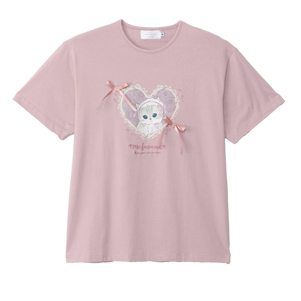 mofusand Balletcore T-Shirt Peach Ribbon Meow (Pink)