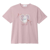 mofusand Balletcore T-Shirt Peach Ribbon Meow (Pink)