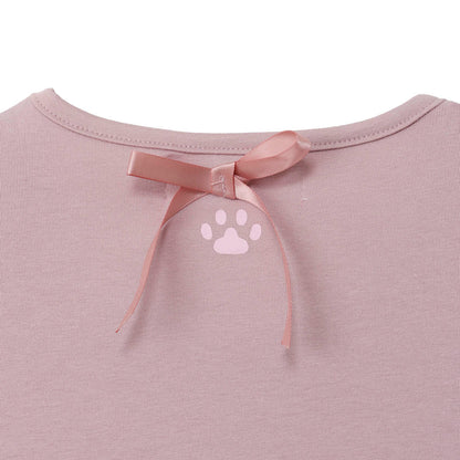 mofusand Balletcore T-Shirt Peach Ribbon Meow (Pink)