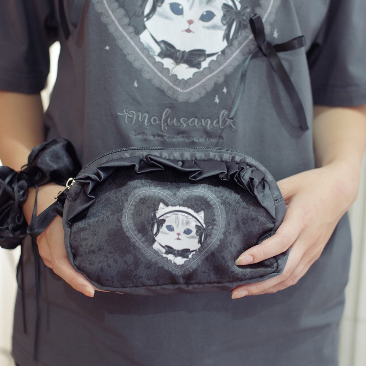 mofusand バレエコア ポーチ くろりぼにゃん ブラック