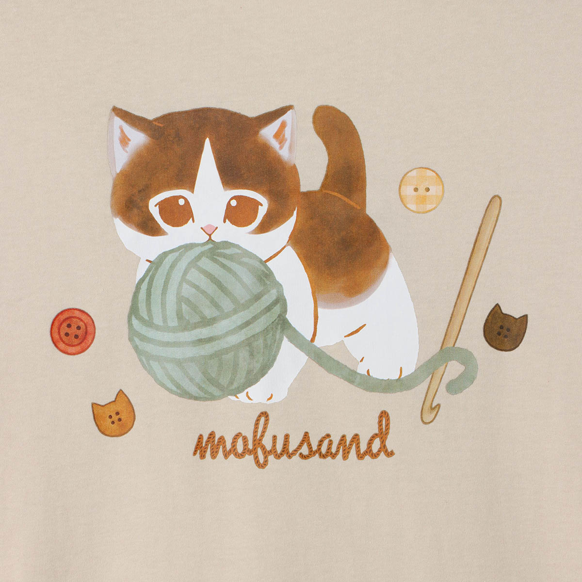 mofusand 毛糸玉 Tシャツ かぷにゃん ナチュラル | mofusandもふもふ