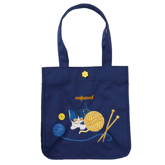 mofusand Yarn Ball Lunch Tote Bag Playful Meow (Navy)