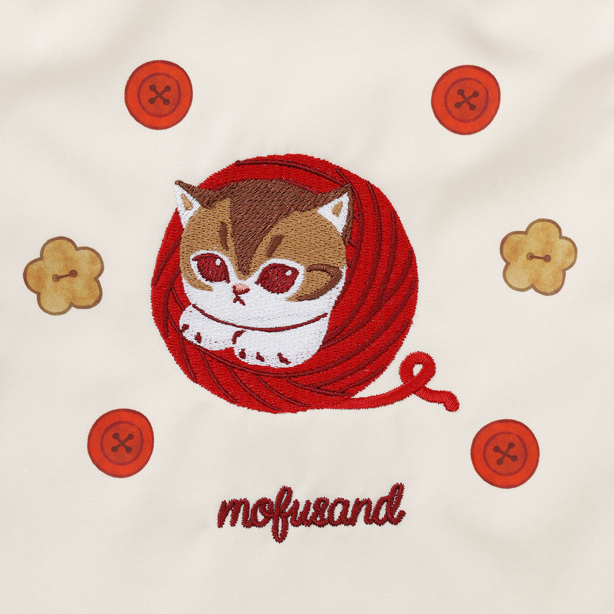 mofusand 毛糸玉 巾着 すっぽりにゃん ナチュラル