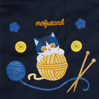 mofusand 毛糸玉 巾着 だっこにゃん ネイビー