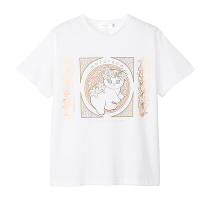 mofusand アールヌーヴォー風 Tシャツ リリー ホワイト