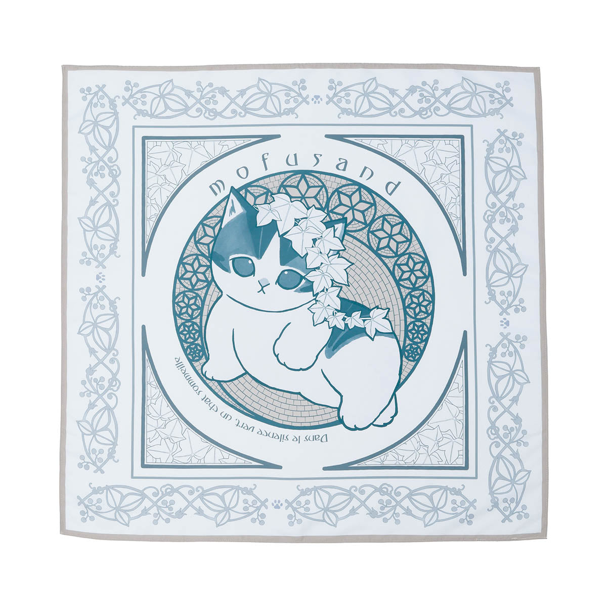 mofusand Art Nouveau Style Scarf Ivy (Blue Gray)