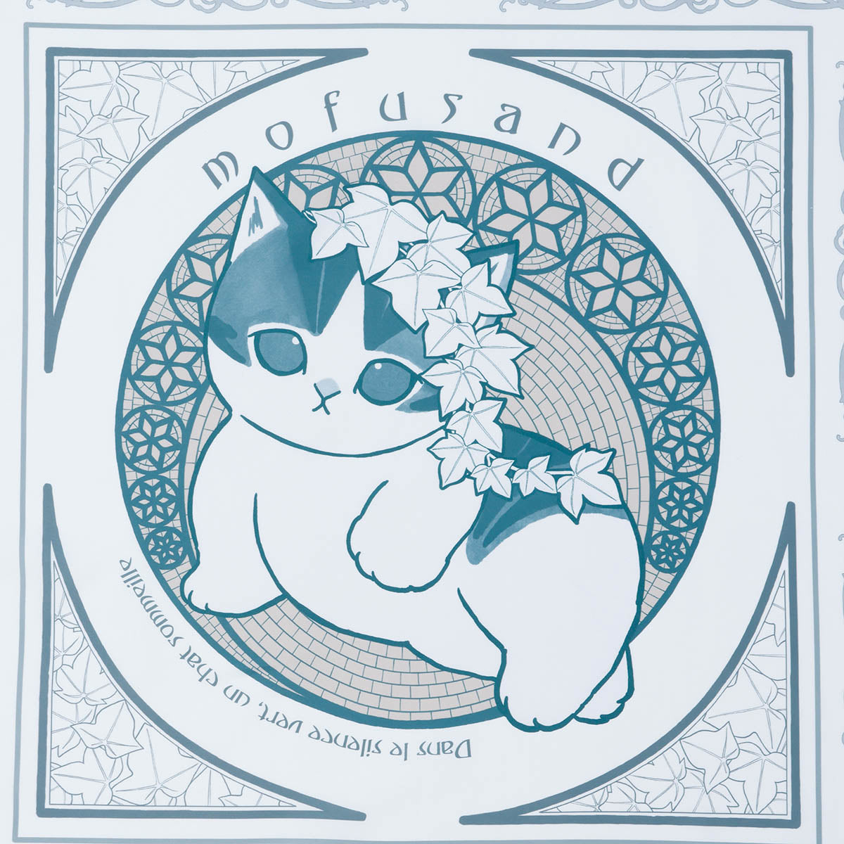 mofusand Art Nouveau Style Scarf Ivy (Blue Gray)