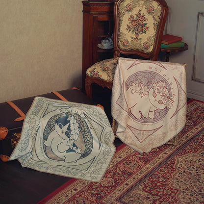 mofusand Art Nouveau Style Scarf Lily (Mauve Beige)