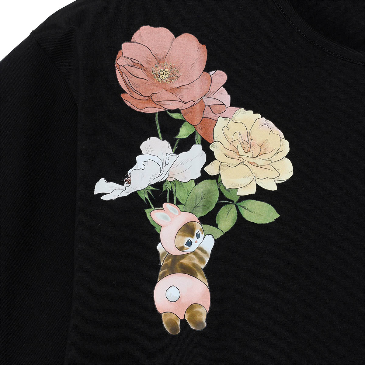 mofusand × HIBIYA-KADAN T-Shirt Rayflora Black