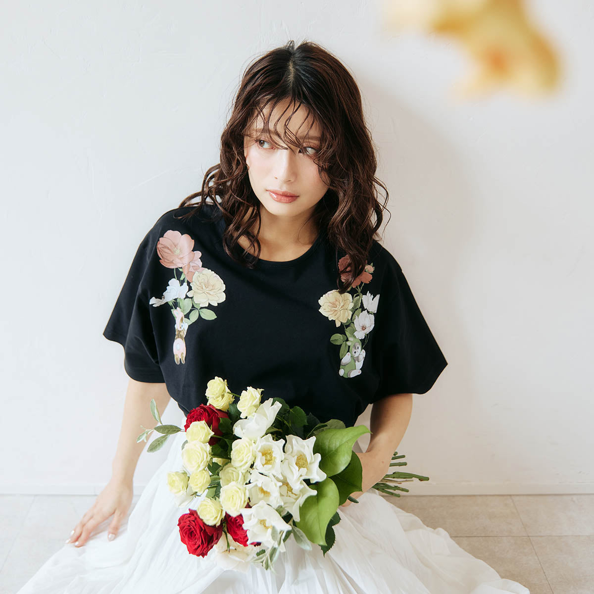 mofusand × HIBIYA-KADAN T-Shirt Rayflora Black