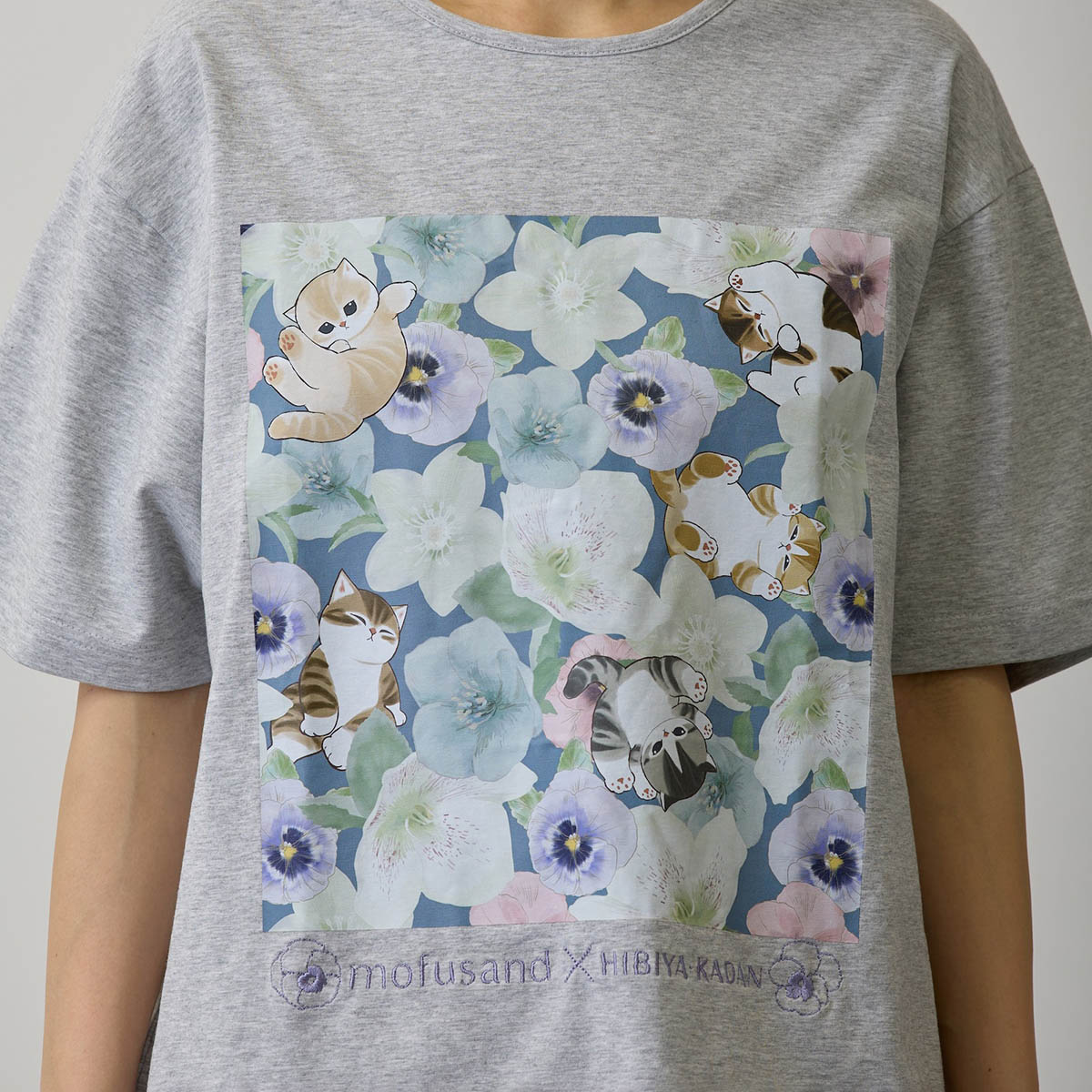 mofusand × HIBIYA-KADAN T-Shirt Winter Origin Grey