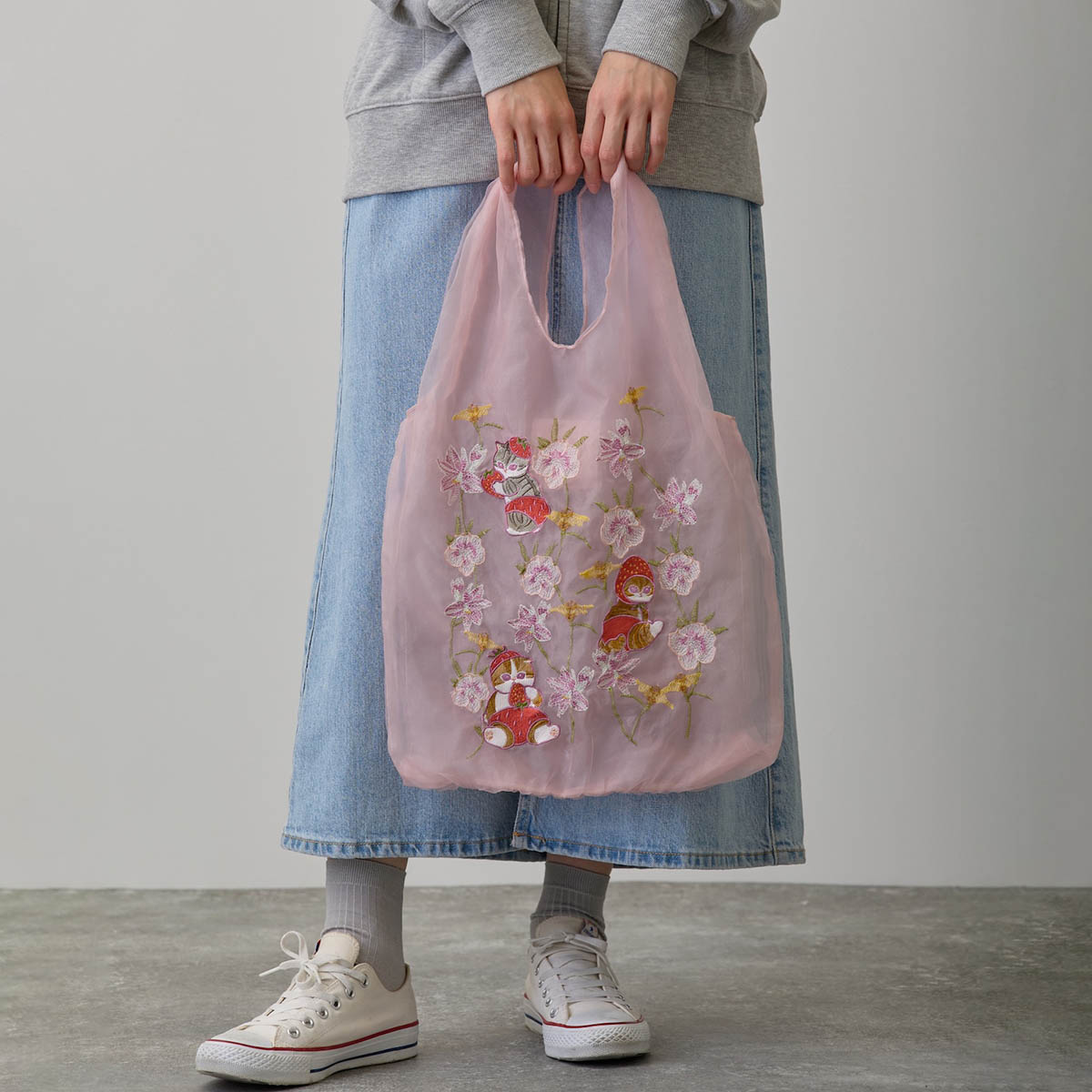 mofusand×日比谷花壇 チュールバッグ コイブルーム ピンク | mofusand